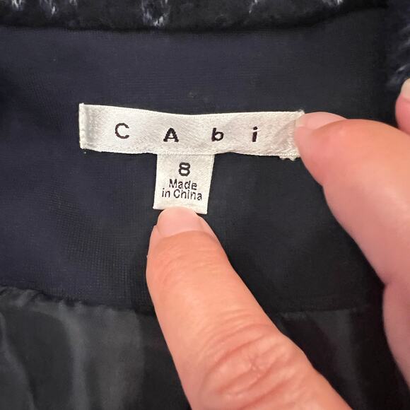 CAbi Women's Jacquard Paisley Wool Blend Midnight Navy Blazer - SIZE 8 - Picture 5 of 9